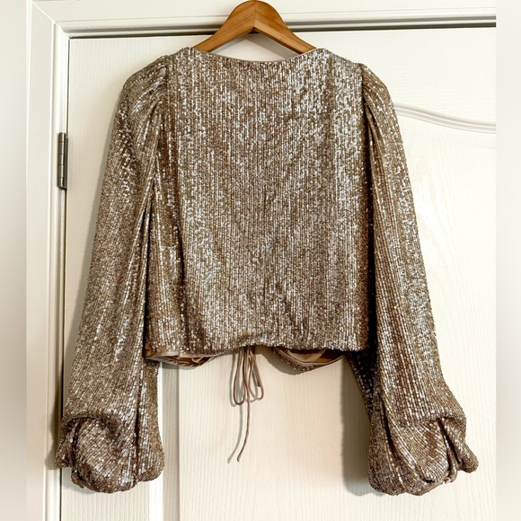 JONATHAN SIMKHAI MATTE GOLD SEQUIN TOP - Size L - Picture 5 of 10